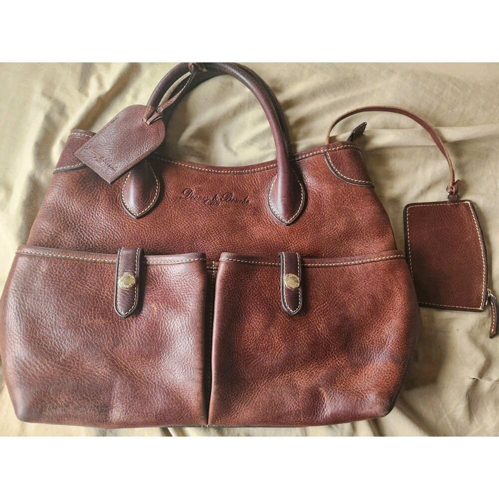 Dooney & Bourke Florentine Vacchetta Leather Double Pocket Satchel Brown